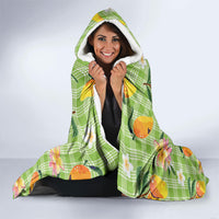 Aloha Hawaii Palaka Print Mango Plumeria Hooded Blanket Cool Mint