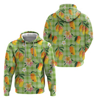 Aloha Hawaii Palaka Print Mango Plumeria Hoodie Cool Mint