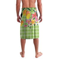 Aloha Hawaii Palaka Print Mango Plumeria Lavalava Cool Mint