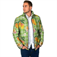 Aloha Hawaii Palaka Print Mango Plumeria Padded Jacket Cool Mint