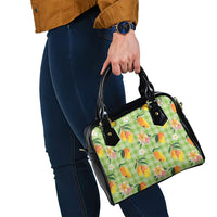 Aloha Hawaii Palaka Print Mango Plumeria Shoulder Handbag Cool Mint