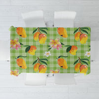 Aloha Hawaii Palaka Print Mango Plumeria Tablecloth Cool Mint