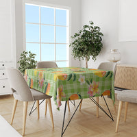 Aloha Hawaii Palaka Print Mango Plumeria Tablecloth Cool Mint