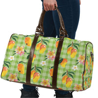 Aloha Hawaii Palaka Print Mango Plumeria Travel Bag Cool Mint