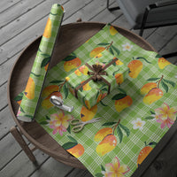 Aloha Hawaii Palaka Print Mango Plumeria Wrapping Paper Cool Mint