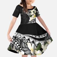 Aloha Hawaii Festive Family Matching Mermaid Dress and Hawaiian Shirt Frangipani Lace Classic LT7 Daughter's Dress Black - Polynesian Pride