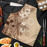 Kia Orana Cook Islands Tapa Floral With Cross Apron Beige LT7 Beige - Polynesian Pride