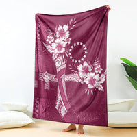Kia Orana Cook Islands Tapa Floral With Cross Blanket Maroon LT7 - Polynesian Pride