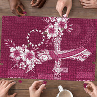 Kia Orana Cook Islands Tapa Floral With Cross Puzzle Maroon LT7 - Polynesian Pride