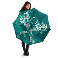 Kia Orana Cook Islands Tapa Floral With Cross Umbrella Deep Teal LT7 - Polynesian Pride