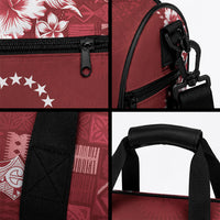 Kia Orana Cook Islands Tapa Floral With Cross Duffle Bag Crimson Red LT7 - Polynesian Pride