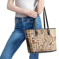 Samoa Tapa Leather Tote Bag - Siapo Mix Tatau Patterns LT7 - Polynesian Pride