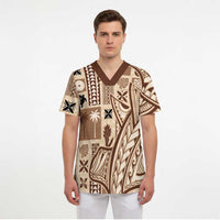 Samoa Tapa Scrub Top Siapo Mix Tatau Patterns - Polynesian Pride