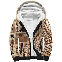 Samoa Tapa Sherpa Hoodie Siapo Mix Tatau Patterns LT7 Unisex Beige - Polynesian Pride