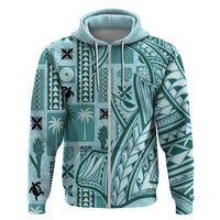 Samoa Tapa Hoodie Siapo Mix Tatau Patterns - Teal LT7 - Polynesian Pride