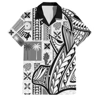 Samoa Tapa Family Matching Short Sleeve Bodycon Dress and Hawaiian Shirt Siapo Mix Tatau Patterns - White LT7 Dad's Shirt - Short Sleeve White - Polynesian Pride