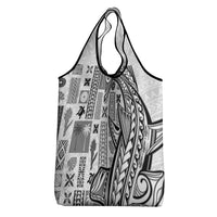 Samoa Tapa Grocery Bag Siapo Mix Tatau Patterns - White