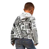 Samoa Tapa Kid Hoodie Siapo Mix Tatau Patterns - White LT7 - Polynesian Pride