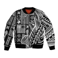 Samoa Tapa Bomber Jacket Siapo Mix Tatau Patterns - Black LT7 Unisex Black - Polynesian Pride