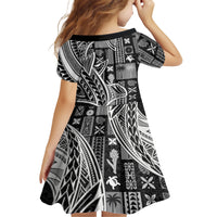Samoa Tapa Family Matching Short Sleeve Bodycon Dress and Hawaiian Shirt Siapo Mix Tatau Patterns - Black LT7 - Polynesian Pride