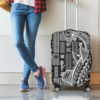 Samoa Tapa Luggage Cover Siapo Mix Tatau Patterns - Black LT7 - Polynesian Pride