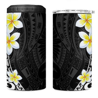 Hawaii Aloha 4 in 1 Can Cooler Tumbler Plumeria Vintage - Black