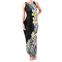 Hawaii Aloha Family Matching Tank Maxi Dress and Hawaiian Shirt Plumeria Vintage - Black LT7 Mom's Dress Black - Polynesian Pride
