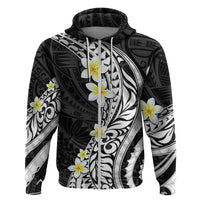 Hawaii Aloha Hoodie Plumeria Vintage - Black LT7 Zip Hoodie Black - Polynesian Pride