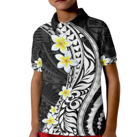 Hawaii Aloha Kid Polo Shirt Plumeria Vintage - Black LT7 Kid Black - Polynesian Pride