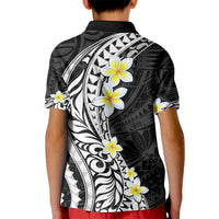 Hawaii Aloha Kid Polo Shirt Plumeria Vintage - Black LT7 - Polynesian Pride