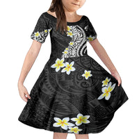 Hawaii Aloha Kid Short Sleeve Dress Plumeria Vintage - Black LT7 KID Black - Polynesian Pride
