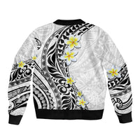 Hawaii Aloha Bomber Jacket Plumeria Vintage - White LT7 - Polynesian Pride