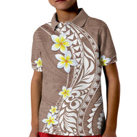 Hawaii Aloha Kid Polo Shirt Plumeria Vintage - Brown LT7 Kid Brown - Polynesian Pride