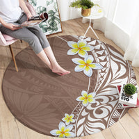Hawaii Aloha Round Carpet Plumeria Vintage - Brown LT7 - Polynesian Pride
