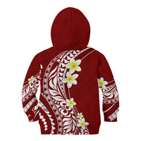 Hawaii Aloha Kid Hoodie Plumeria Vintage - Crimson LT7 - Polynesian Pride