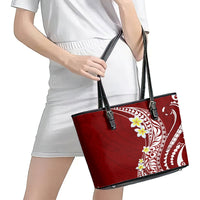 Hawaii Aloha Leather Tote Bag Plumeria Vintage - Crimson LT7 - Polynesian Pride