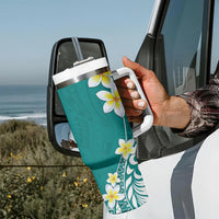 Hawaii Aloha Tumbler With Handle Plumeria Vintage - Teal