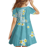 Hawaii Aloha Kid Short Sleeve Dress Plumeria Vintage - Turquoise LT7 - Polynesian Pride
