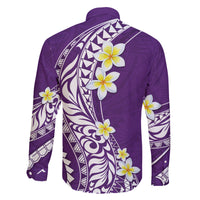 Hawaii Aloha Family Matching Off Shoulder Maxi Dress and Hawaiian Shirt Plumeria Vintage - Violet LT7 - Polynesian Pride