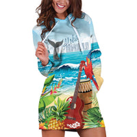 Aloha Honolulu Festival Hoodie Dress Ukulele By The Shore