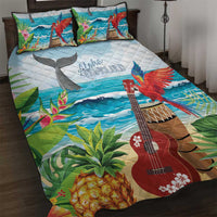 Aloha Honolulu Festival Quilt Bed Set Ukulele By The Shore