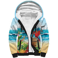 Aloha Honolulu Festival Sherpa Hoodie Ukulele By The Shore