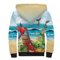 Aloha Honolulu Festival Sherpa Hoodie Ukulele By The Shore