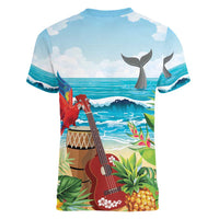 Aloha Honolulu Festival Women V-Neck T-Shirt Ukulele By The Shore LT7 - Polynesian Pride