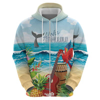 Aloha Honolulu Festival Zip Hoodie Ukulele By The Shore