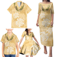 Aloha Honolulu Festival Family Matching Puletasi and Hawaiian Shirt Hawaii Kapa Mix Flowers Lei