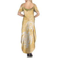 Aloha Honolulu Festival Family Matching Summer Maxi Dress and Hawaiian Shirt Hawaii Kapa Mix Flowers Lei LT7 - Polynesian Pride