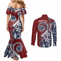 Polynesia Beach Volleyball Personalized Couples Matching Mermaid Dress and Long Sleeve Button Shirt Special