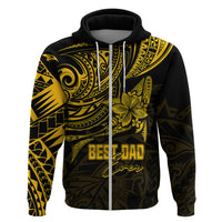 Custom Fathers Day Polynesian Hoodie Best Dad Ever Gold LT7 Zip Hoodie Gold - Polynesian Pride