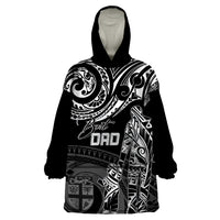 Personalised Father's Day Fiji Wearable Blanket Hoodie Polynesian Dad & Kid LT7 One Size Black - Polynesian Pride